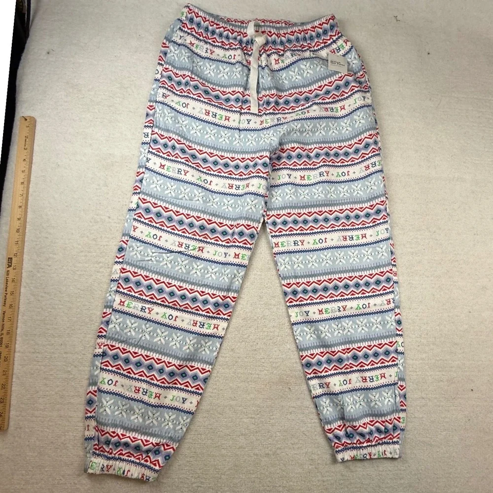Old Navy Womens Medium Blue Fair Isle Cotton Holiday Pajama Jogger Pants NWT